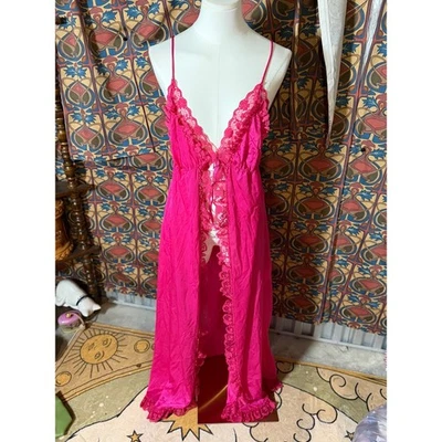热卖 粉色 蕾丝装饰 Maxi 睡袍 内衣 睡衣 中号 — 第 1/3 张图片