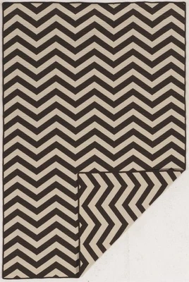 Linon Salonika Reversible Chevron Wool 2'6"x4'6" Rug in Brown - Image 1 of 4