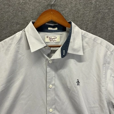 Camisa Oxford Original Penguin Para Hombre XL Gris Manga Corta Con Botones Informal Foto 1 de 4