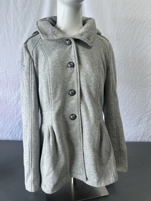 Chaqueta/abrigo con capucha de tela rosa celebridad para mujer - talla L - gris claro Foto 1 de 4