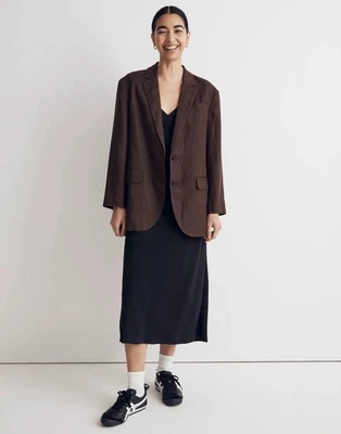 NWT Madewell The Oversized Blazer in 100% Linen - Dark Coffee - L - Image 1 of 4