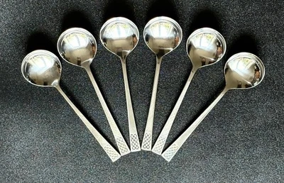 Vintage ONEIDA Korea CHERISH Stainless Steel SOUP SPOONS 1960s MCM Flatware - Image 1 of 4
