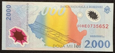 Billete rumano conmemorativo de polímero UNC Lei P-111 1999 Rumania 2000 Foto 1 de 2