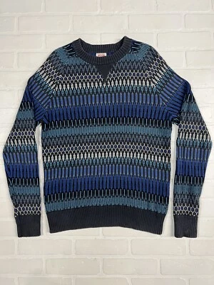Mossimo Crewneck Sweater Men’s Sm Blue/Multicolor Geometric 100% Cotton - Image 1 of 4