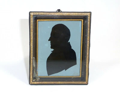 Peinture Sur Verre Miniature Silhouette Portrait 19E Siècle. - Photo 1/4