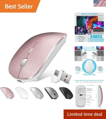 Ergonomic Silent Click Wireless Mouse with Dual Mode for MacBook & Laptop - Image 1 of 4