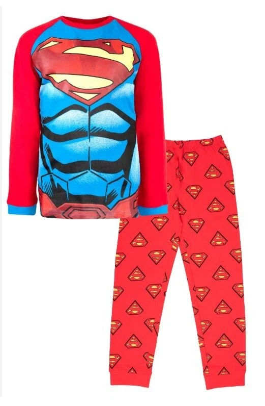 Niños DC Comics SUPERMAN Pijama Personaje Pijamas 100% Algodón Rojo y Azul 4-5 Años Foto 1 de 1