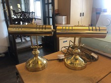 Vintage Brass Look Desk lamp Pair. banker