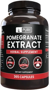 Natural Pomegranate Extract, 365 Capsules, 3 Month Supply, No Magnesium or Rice - Picture 1 of 12