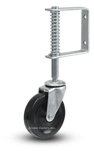 4AGATE 4" Spring Loaded Gate Caster, Rubber Wheel, 125 lbs 9785 - Picture 1 of 3