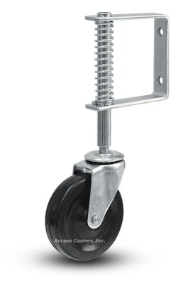 ACCESS CASTERS INC. 4AGATE 4" Spring Loaded Gate Caster, Rubber Wheel, 125 lbs 9785
