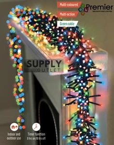 Premier 480 Multi Coloured LED Christmas Cluster String Fairy Xmas Tree Lights - Picture 1 of 1