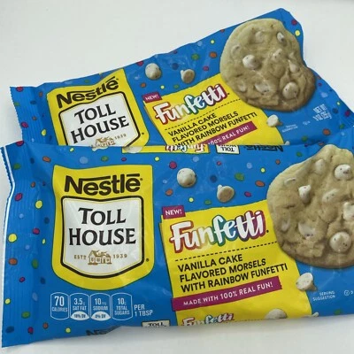 2x Nestle Toll House FUNFETTI Morsels Vanilla Baking Chips 9 oz Bag - 2 PACK - Image 1 of 4