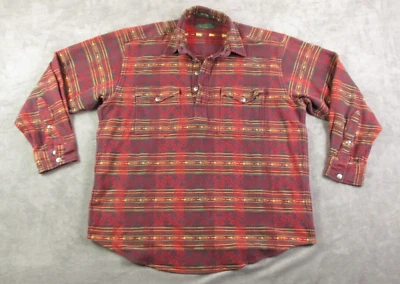 Vintage Orvis Shacket Men Large Red Autumn Aztec Navajo Southwest Jacquard Heavy - Image 1 of 4