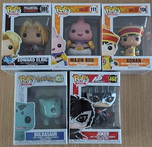 5 Funko Pops gemischt - Dragon Ball Z, Persona 5, Pokémon, Fullmetal Alchemist - Bild 1 von 6