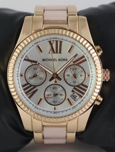 Bellissimo Orologio da Polso Michael Kors Quarzo Quadrante Argento ''Data'' Donna Cinturino Acciaio