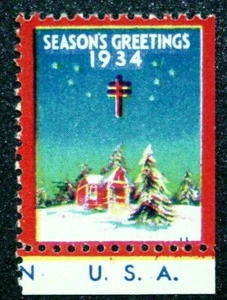 USA, 1934 TB Trudeau Christmas Seal, Printer Mark Single, Stage 3, 34-2.1xB, MNH - Bild 1 von 4