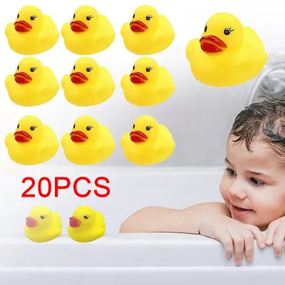 20/60/100 Yellow Rubber DUCKS Squeaky Bath Toy Pool Game Water Play Toddler Fun • 2.99£
