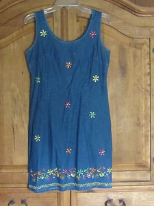 Vintage Califonia Concept Shift Mini Retro Grunge Blue Jean Tank Dress - Picture 1 of 7