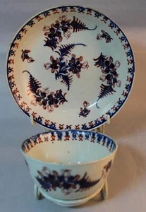 PENNINGTON'S LIVERPOOL TEA BOWL & SAUCER MARES TAIL/HORSE TAIL PATTERN c1770 - Picture 1 of 13