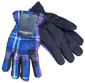 TARTAN HOUSE Ladies One Size S/M Polyester Fleece Blue Purple Tartan Gloves Line - Picture 1 of 4