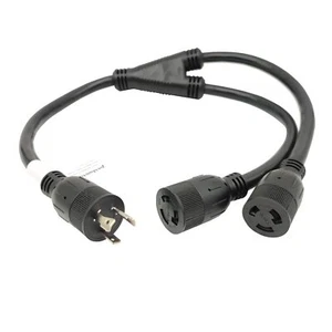 Parkworld 885187 NEMA L6-20 Y splitter cord, L6-20P to (2) L6-20R, 20A 240V 3FT - Picture 1 of 12