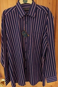 Peter England Long Sleeve Blue Stri Shirt, Size 16” Collar, 48" Chest - Picture 1 of 3
