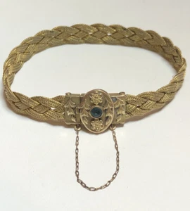 Bracciale antico estate floreale imbottito oro 14k catena in rete intrecciata - Foto 1 di 9