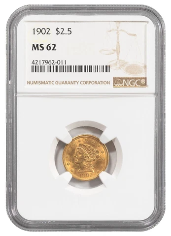 1902 Liberty Head $2.5 Gold Quarter Eagle NGC MS62 Cover