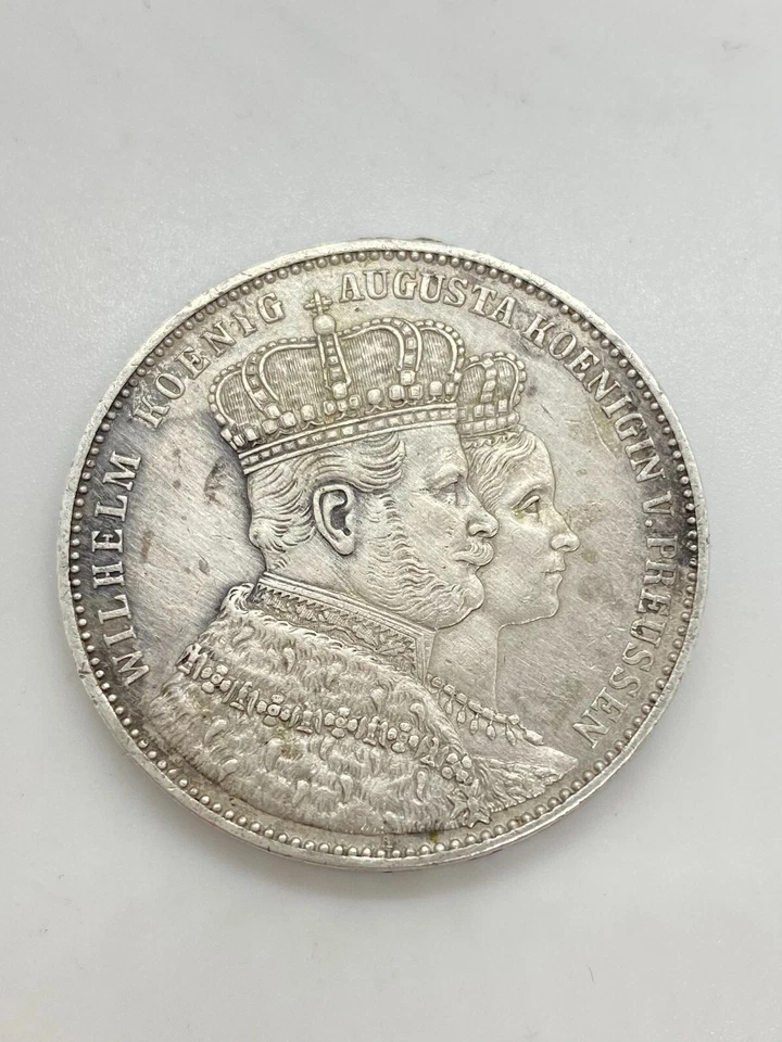 Coronation coin of German-Prussian Thaler 1861 for King William I and Augusta - Image 1 of 4