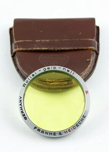 195640 Rollei Bayonet II Light Yellow (Gelb Heil) Filter w/Leather Case As-Is - Picture 1 of 2