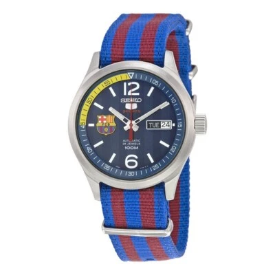 SEIKO 5 Sports SRP303K1 FCB Barcelona Barca Nylon Automatic Watch Football Club - Image 1 of 3