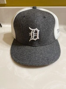 Detroit New Era Vintage 59fifty Gray Wool/white Leather Baseball Cap Adult 7 3/4 - Picture 1 of 5