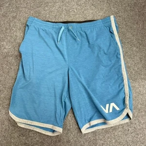 RVCA Athletic Shorts Blue Mens Size L Drawstring Logo Trim Casual Lounge - Picture 1 of 9