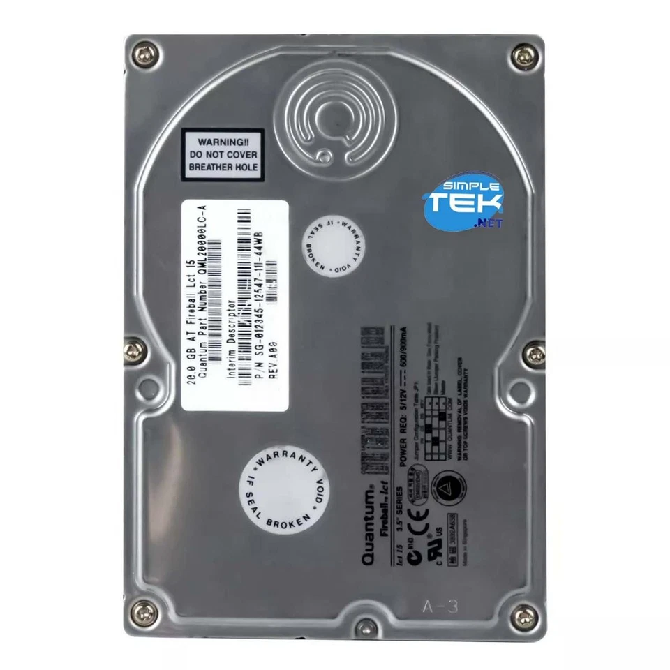 Quantum Fireball 20GB 3.5" IDE PATA EIDE 95 98 2000 XP Hard Disk HDD - Image 1 of 4