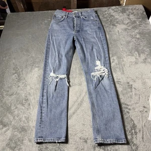 AGOLDE Riley High Rise Straight Crop Blue Jeans Distressed Gr. 23 x 25 - Bild 1 von 10