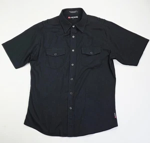 Airwalk Size Large Mens Black Short Sleeve Logo Tag Shoulder Straps Pocket Shirt - Picture 1 of 9