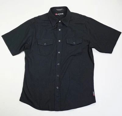 Airwalk Size Large Mens Black Short Sleeve Logo Tag Shoulder Straps Pocket Shirt - Image 1 of 4