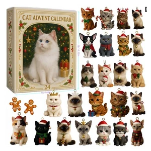 Cat Advent Calendar 2025 - 24 Acrylic Kitten Ornaments Christmas Countdown ♋ - Picture 1 of 9