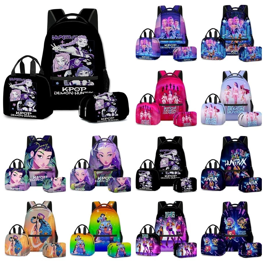 Demon Hunters 3D Backpack Lunch Bag Pencil Case Kid School Bag Travel Rucksack - Image 1 of 1