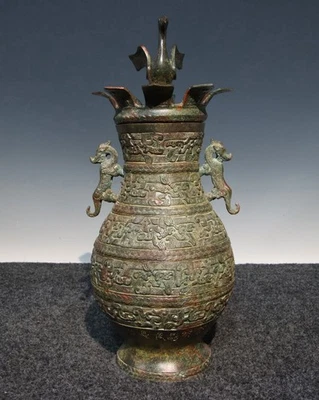 Китай древней династии бронзовая посуда фэн-шуй зверь птица статуя чашка горшок ваза банка - Изображение 1 из 4