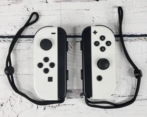 Nintendo Switch OLED White Joy-Cons (L/R) Controllers w/Straps Tested Works - Picture 1 of 2