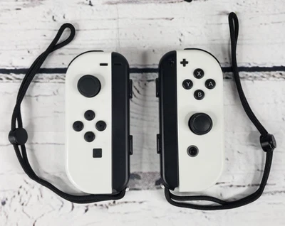 Nintendo Switch OLED White Joy-Cons (L/R) Controllers w/Straps Tested Works - Image 1 of 2
