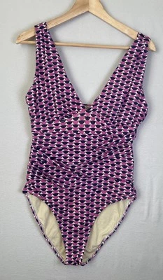 Traje de baño granate Hill púrpura azul marino de una pieza sin mangas con rouching talla 10 Foto 1 de 4