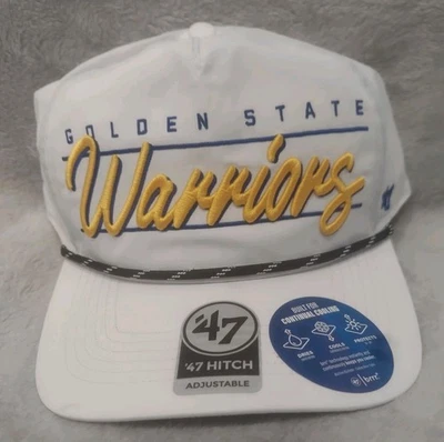 Golden State Warriors NBA '47 Marca Blanco Script Cuerda Sombrero Ajustable Snapback   Foto 1 de 4