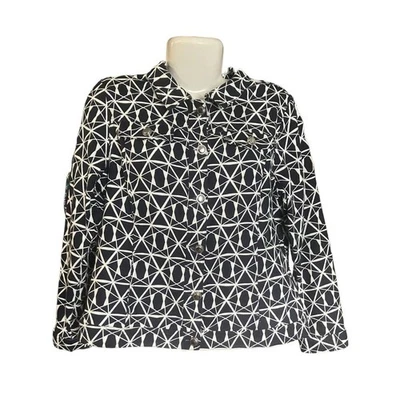 Christopher & Banks Petite Women's Navy/White Button Up 100% Cotton Jacket SZ PL - Image 1 of 4