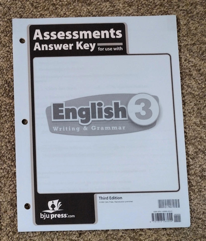 BJU English 3 Assessment Answer Key - Image 1 of 1