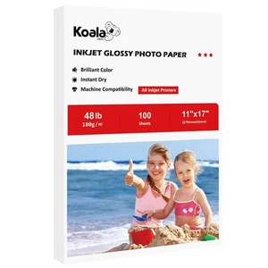 Koala błyszczący atramentowy papier fotograficzny 11X17 cali 48 funtów 100 arkuszy profesjonalny globus... - Zdjęcie 1 z 7