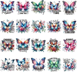 Dtf Transfers Ready to Press - 20 Pcs Butterfly Iron on Transfers for T-shirts I - Picture 1 of 2
