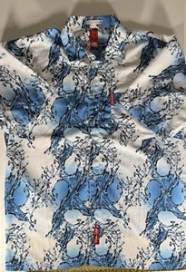 Ecko Unltd Shirt Mens XL Y2K Baggy Blue Water Button Up Short Sleeve Summer 2000 - Picture 1 of 14
